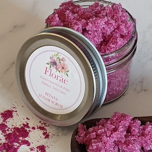Pink Sugar Scrub with Pitaya (Dragonfruit), Body scrub, Exfoliating fruit Scrub, VEGAN, Preservative free, Pure and Handmade, 100% Natural