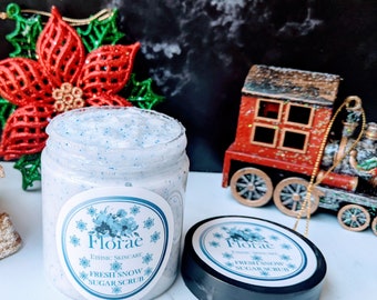 Christmas special sugar scrub, Christmas gift, Festive season, Fresh snow fragrance, ALL NATURAL, Handmade