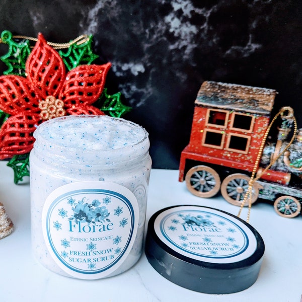 Christmas special sugar scrub, Christmas gift, Festive season, Fresh snow fragrance, ALL NATURAL, Handmade