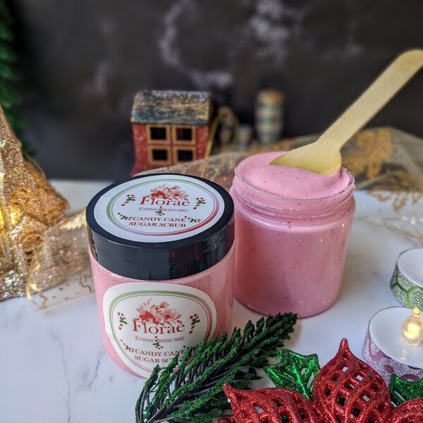 Candy cane Peppermint Foam scrub, Soap scrub, Castile Soap, Christmas gift, Stocking Stuffers, Festive specials, Bath Soap with Jojoba Beads