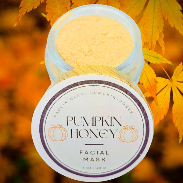 Organic Pumpkin Honey Face Mask Powder with Kaolin Clay | Natural Skincare | Detoxifying, Hydrating | Handmade | Non-Toxic | Clean Beauty