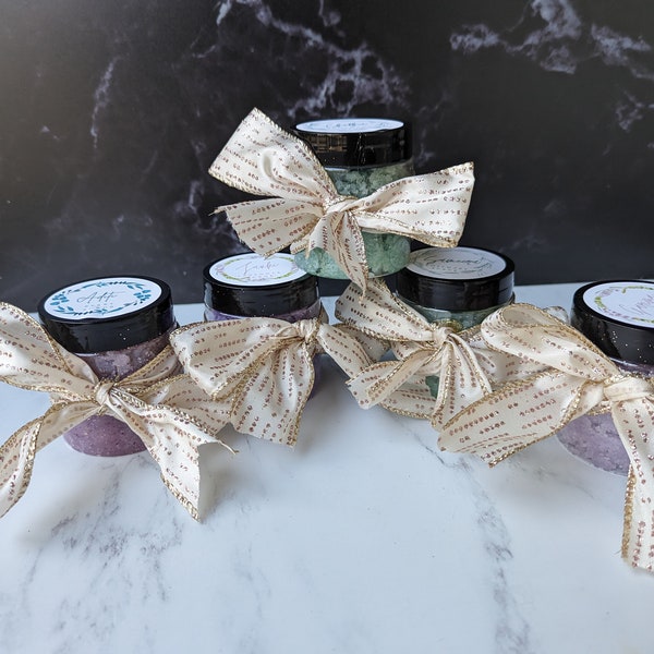 Personalized handcrafted sugar scrubs, Perfect Birthday, wedding shower, bridal shower, baby shower gifts, Custom labels, colors and scents.