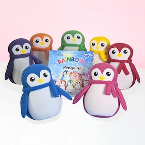 Colorful Penguin Stuffed Animal - Handmade Fleece Plush Toy