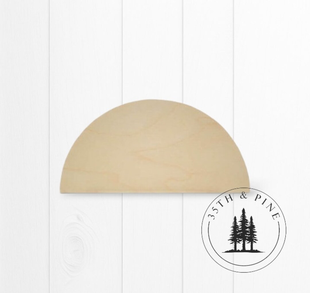 Unfinished Wooden Half Circle Wood DIY Craft Blank 1/4 Thick up to 20