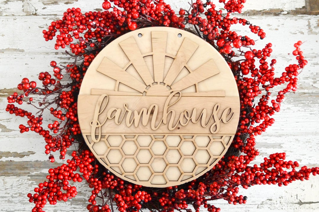 Unfinished Wood DIY Kit Farmhouse Door Hanger Fall Decor Porch Sign