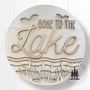 Unfinished Wood Round DIY Kit | Gone to the Lake House Door Hanger | Door Decor | Wooden Door Hanger | Paint Your Own DIY Kit |