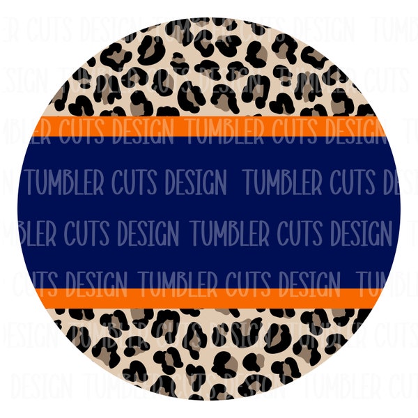 Blue & Orange - Leopard Print Circle - School Colors - Team Colors - School Spirit - Add Your Own Text - 300 dpi PNG digital file download