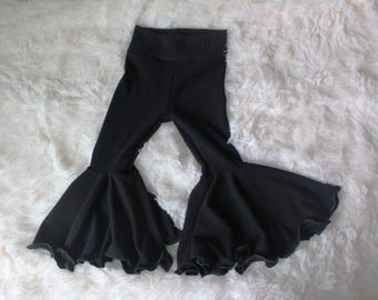 Black Ruffled Bell Bottoms - Boutique Little Girl Pants