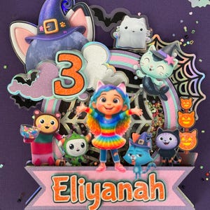 Cat-o-ween Gabby’s Dollhouse Birthday Cake Topper mit LED - Halloween glow in dark - Gruselige Dekoration