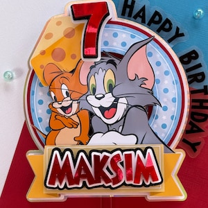 Décoration de gâteau Tom et Jerry | Décoration de gâteau d'anniversaire | Décoration de fête personnalisée | Décoration de gâteau personnalisée