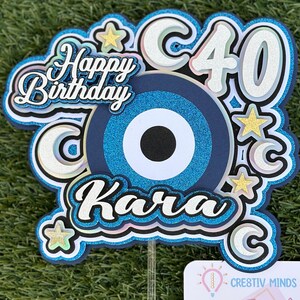 Evil Eye Birthday Cake Topper: Personalized 3D Decor