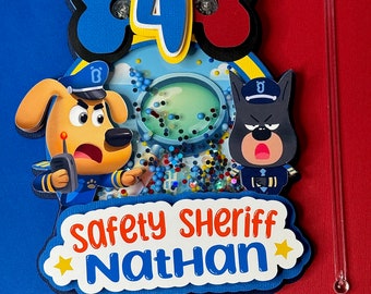 Police Dog Cake Topper Shaker with Light: Personalized Birthday Decor