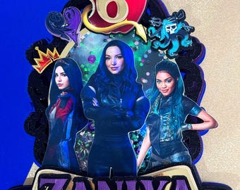 Descendants Cake topper Mal Evie & Uma Party Decor birthday decoration