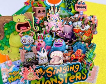 My Singing Monsters Cake Topper with LED Lights: 3D Personalized Birthday Decor