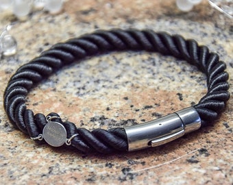 Herren Leder Armband-Klobig Geflochtenes 5mm-sterling Silber Verschluss Farbe