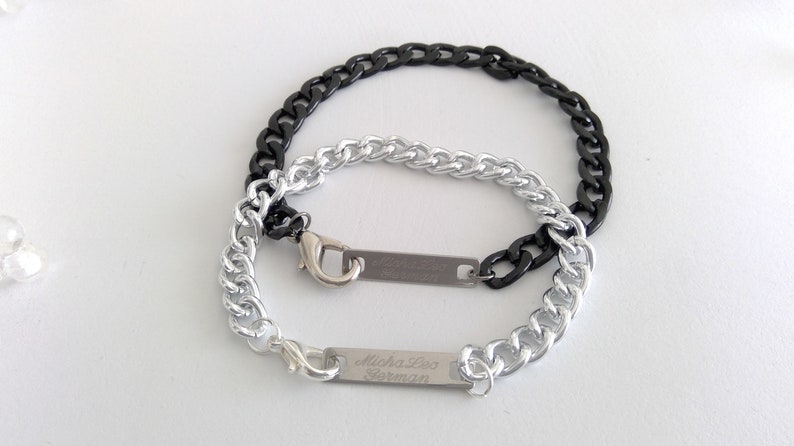 Armor Mens Bracelet engraving silver stainless steel plate carabiners gift for Man