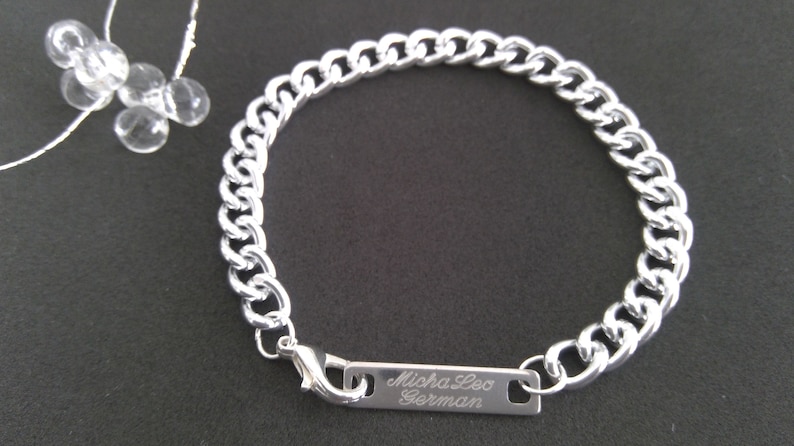 Armor Mens Bracelet engraving silver stainless steel plate carabiners gift for Man