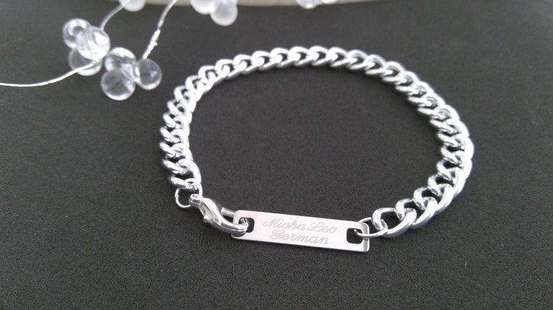 Armor Mens Bracelet engraving silver stainless steel plate carabiners gift for Man