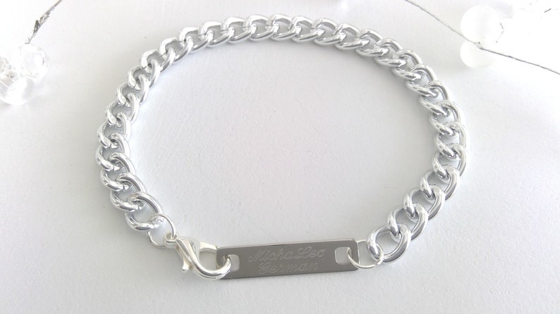 Armor Mens Bracelet engraving silver stainless steel plate carabiners gift for Man