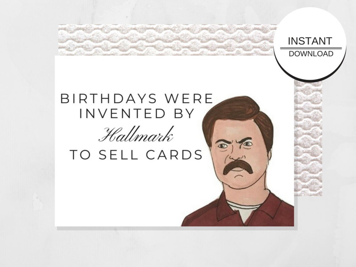Ron Swanson Printable Birthday Card Instant Download Parks - Etsy
