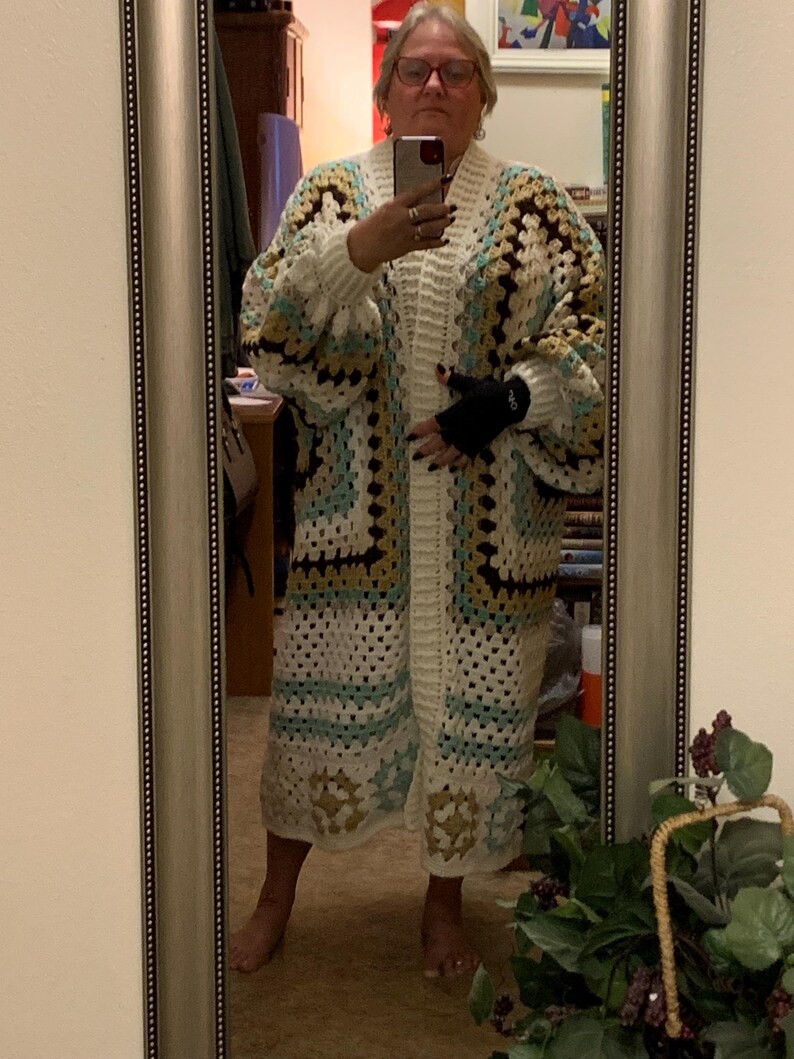 One of a Kind Plus Size for Shade, Granny Square Afghan Coatigan