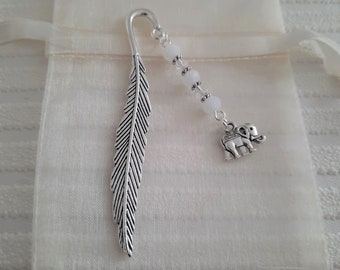 elephant bookmark - silver bookmark with beads and charm - silver page holder - book lover gift