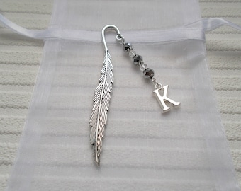 personalised gift for women initial page holder personalised bookmark feather book mark silver accessory gift for reader silver charm