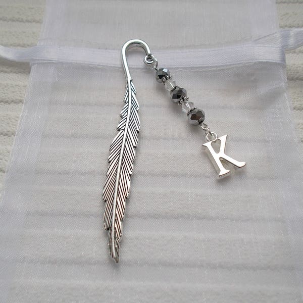 personalised gift for women initial page holder personalised bookmark feather book mark silver accessory gift for reader silver charm