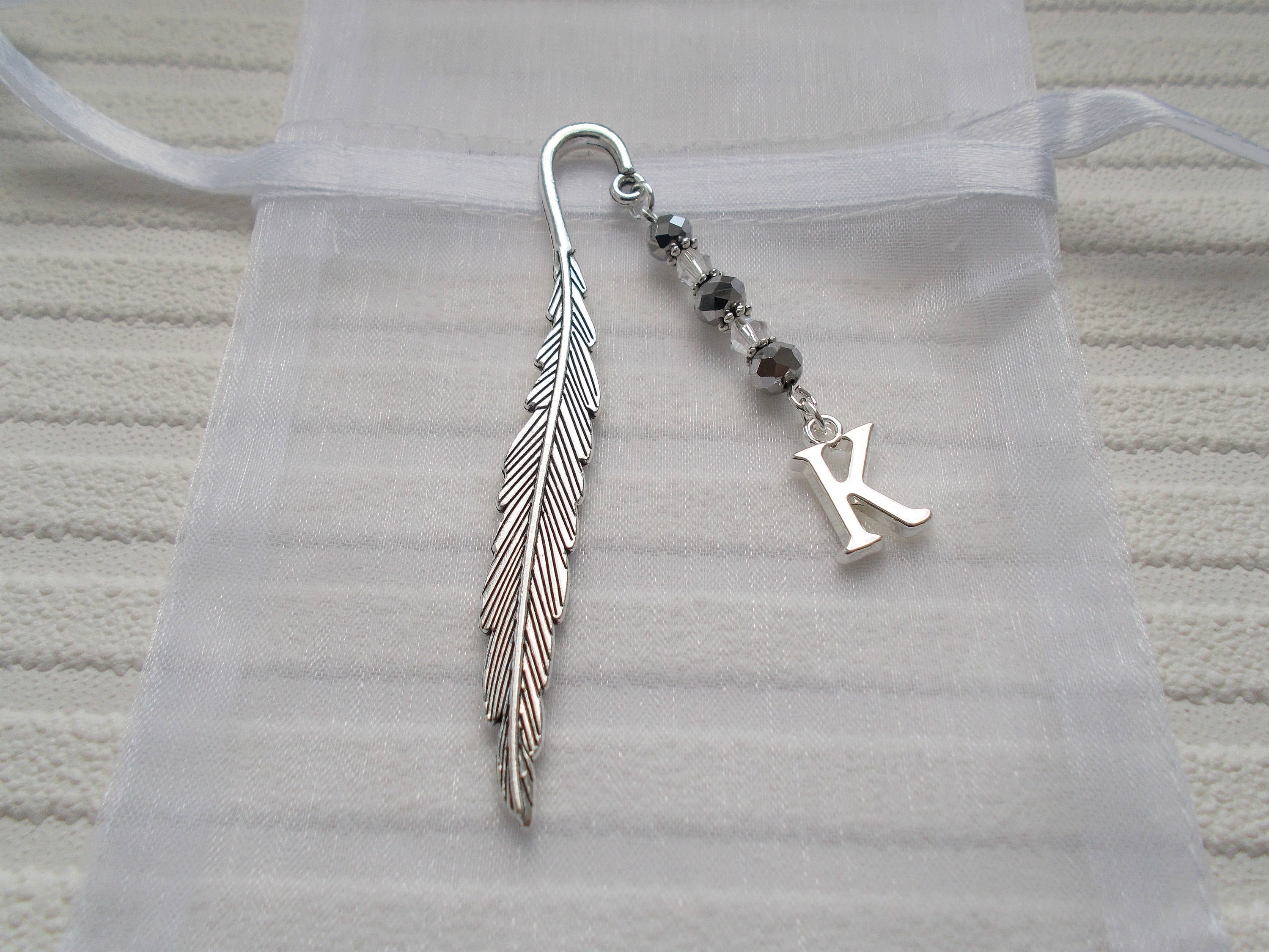 personalised gift for women initial page holder personalised bookmark feather book mark silver accessory gift for reader silver charm