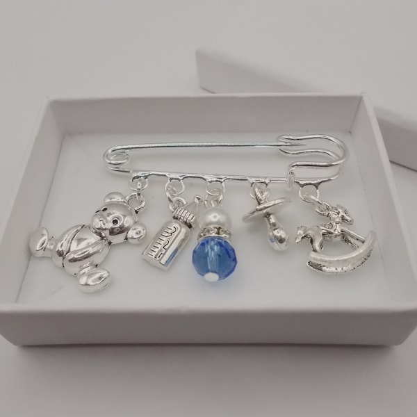 Baby shower gift, baby keepsake, new baby gift, pin with baby charms