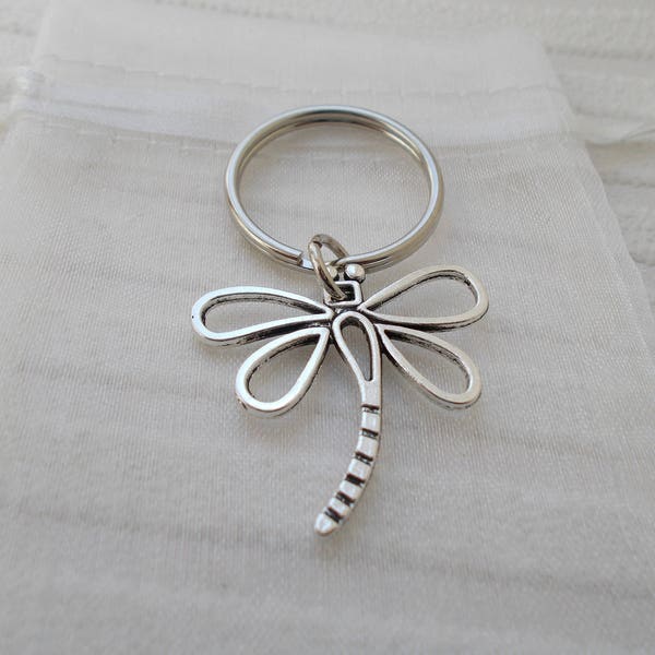 silver dragonfly key ring silver key chain dragonfly bag charm little gifts for women dragonfly accessory silver bag charm silver keyring