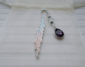 birthstone bookmark - silver bookmark with beads and charm - handmade personalised gift for women