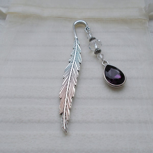 birthstone bookmark - silver bookmark with beads and charm - handmade personalised gift for women