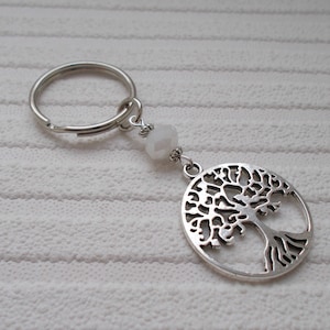 tree of life keyring: beaded keychain with charm, spiritual housewarming gift