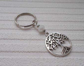 tree of life keyring: beaded keychain with charm, spiritual housewarming gift