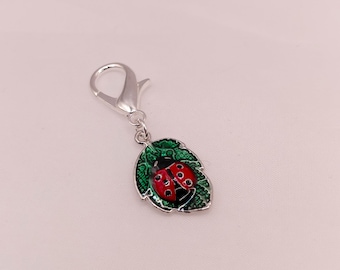 Tiny ladybird zipper charm: ladybug bag accessory, little nature gift