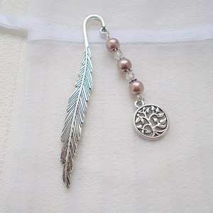 handmade tree of life bookmark, a silver bookmark with beads and charm, little gifts for women readers