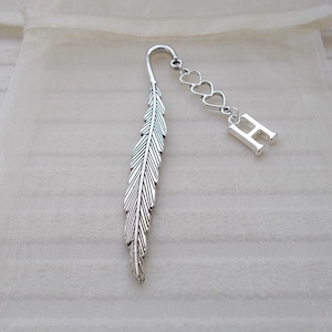 silver heart and initial bookmark, a little personalised gift for her