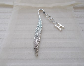 silver heart and initial bookmark, a little personalised gift for her