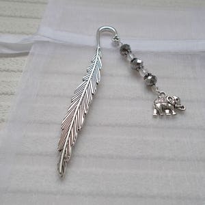 silver elephant bookmark silver bookmark with charm beaded bookmark elephant gift for reader silver accessory small gift for women