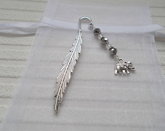 silver elephant bookmark silver bookmark with charm beaded bookmark elephant gift for reader silver accessory small gift for women