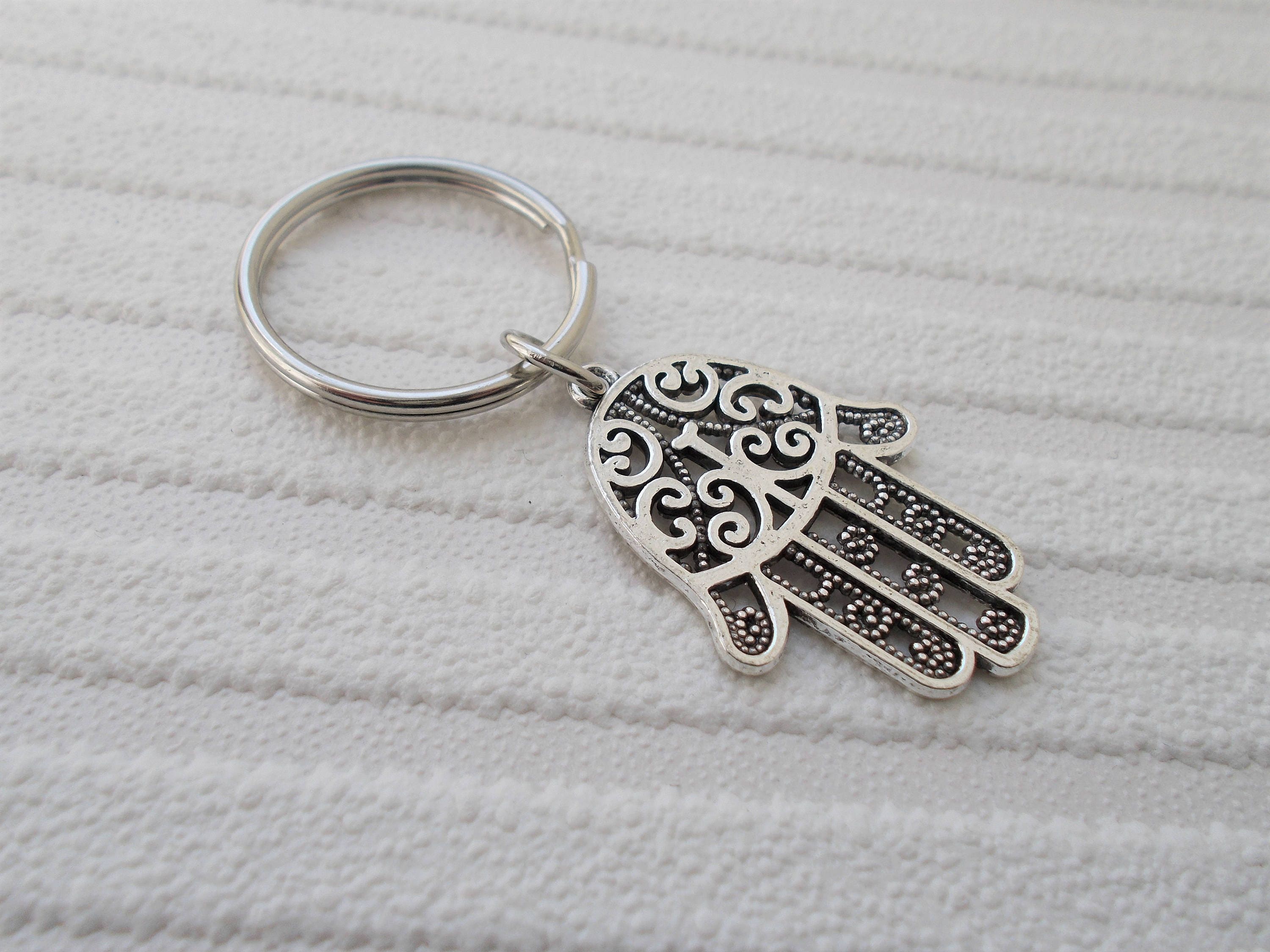 Hamsa Keychain Silver Keyring Silver Accessories Protection | Etsy UK