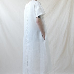 White Dress, Geometric Fashion, White Linen Dress, Unique Dress for Men, White Maxi Dress, Urban Clothing, Long Tunic , Oversize Dress, image 4