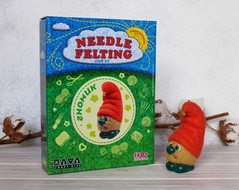 Needle felting GNOME DIY kit for kids punch needle kit felting starter kit for beginners diy felting toy