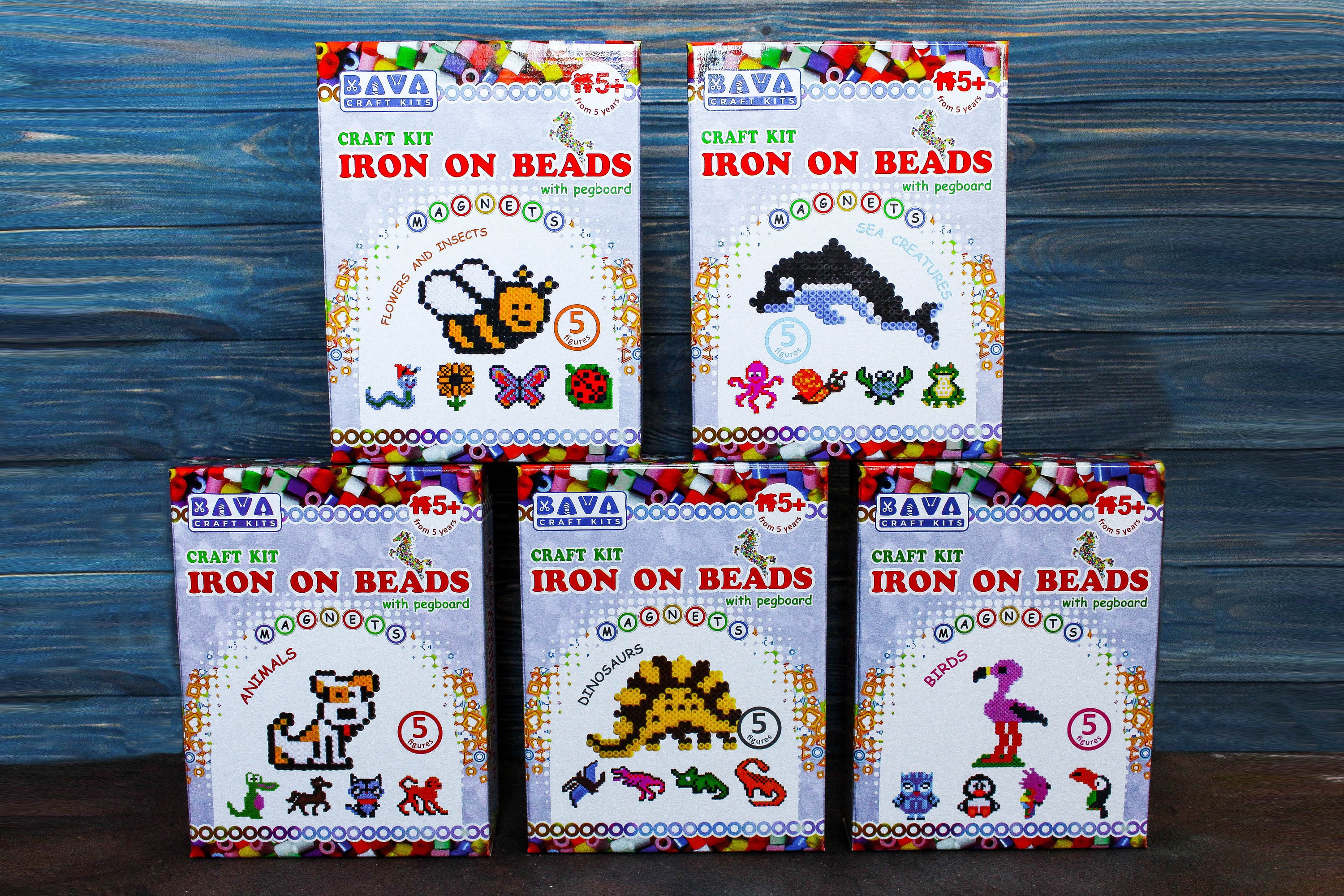 Perler Beads Magnets ANIMALS Craft Kit for Kids With Pegboard