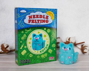 Needle Felting Cat Craft Kit, Beginners DIY, Kids & Adults