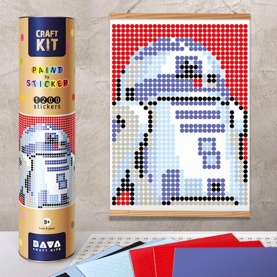 Paint by Sticker Robot Craft Kit for Boy, Poster by Sticker, Picture by  Number, Teen DIY Kit, Art by Sticker, Pixel Art, Make You Own 