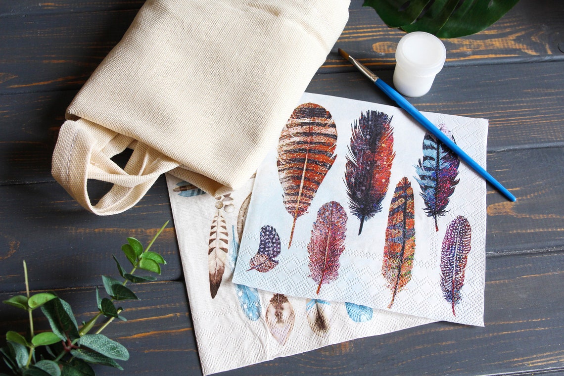 Decoupage on Canvas Tote Bag DIY Kit for Adults Decoupage Art Etsy