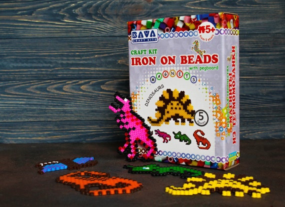 Perler Beads Magnets DINOSAURS DIY Kit for Kids With Pegboard 