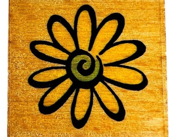 StampCraft Daisy Flower Wood Mount Rubber Stamp 440D99 Swirl